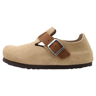 DYOWOZ/东园物作简约复古勃肯软木鞋女情侣款真皮拼色日系单鞋