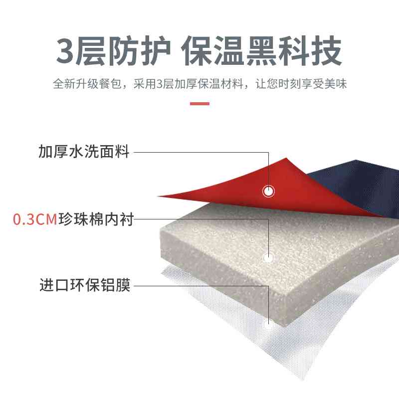 美厨保温袋手提饭盒铝箔加厚饭袋便当包加大防水大号大容量冷藏袋