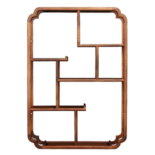 黑胡桃木博古架壁挂式茶具收纳架实木多宝阁置物架茶壶架子展示架