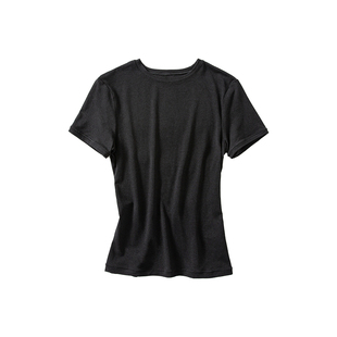 YANGLE_正肩短袖t恤女2025年新款夏季极简风修身显瘦高弹打底上衣