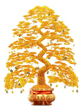 金色发财树结婚婚房布置套装摆件