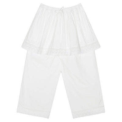 BUCH WEAR休闲裤女2026夏季新款棉质假两件蕾丝花边裤663491