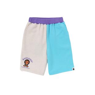 BAPE童装秋冬卡通BABY MILO字母印花拼色运动短裤353004L