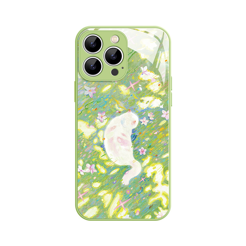 流光小猫~油画梦幻清新高级感适用iPhone16/15promax手机壳新华为mate60小米14opporeno14苹果13玻璃一加ACE3