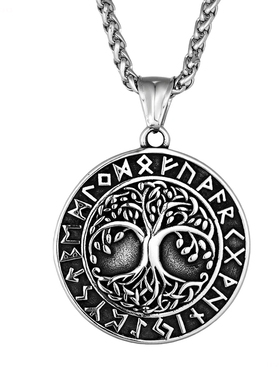 欧美风生命之树吊坠项链男生气质个性钛钢潮男项链百搭世界树项坠