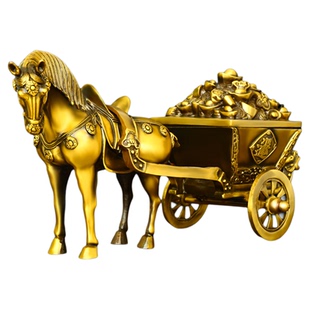 黄铜马拉元宝摆件马拉车家居办公室客厅开业礼品马拉财宝马拉百财