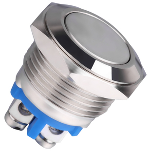 10/12/16/19/22mm金属按钮开关防水点动复位螺丝脚黄铜镀镍不锈钢