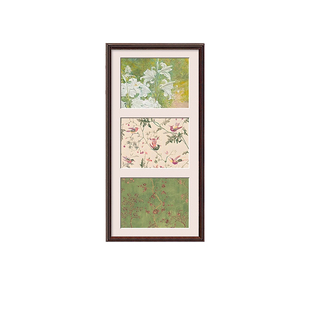 玄关竖版长条挂画中古奶油风高级感装饰画法式复古绿色客厅柜摆件