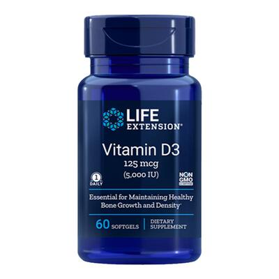 现货美国Life extension维生素D3（5000）IU60粒VD3非vd滴剂颗粒