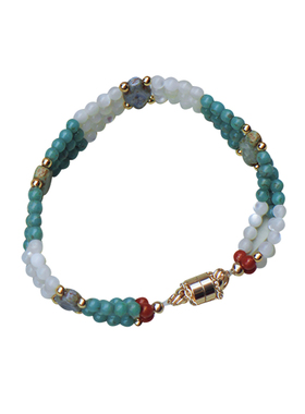 myzoo古董珠串珠复古磁吸扣手链