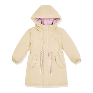 乔丹儿童羽绒服女童中长款冬季收腰保暖小童梭织运动风衣T9517699