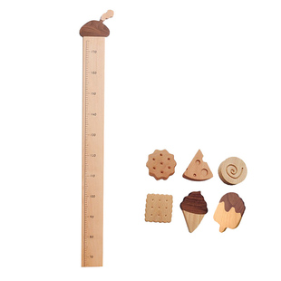 新款北欧风格儿童身高尺实木可移动身高墙贴挂尺测量节日礼物