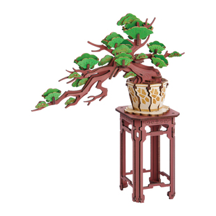 若来造物集花盆景观积木3d立体拼图木质松树手工创意家居摆件模型