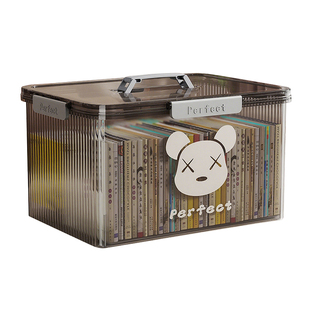 手提透明收纳箱家用加厚防潮整理玩具书本零食大容量塑料储物盒子