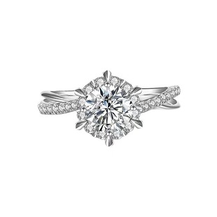 正品D色莫桑石钻戒女1克拉铂金微镶六爪闭口仿真钻石求婚结婚戒指