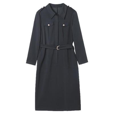 气质系腰带中裙连衣裙