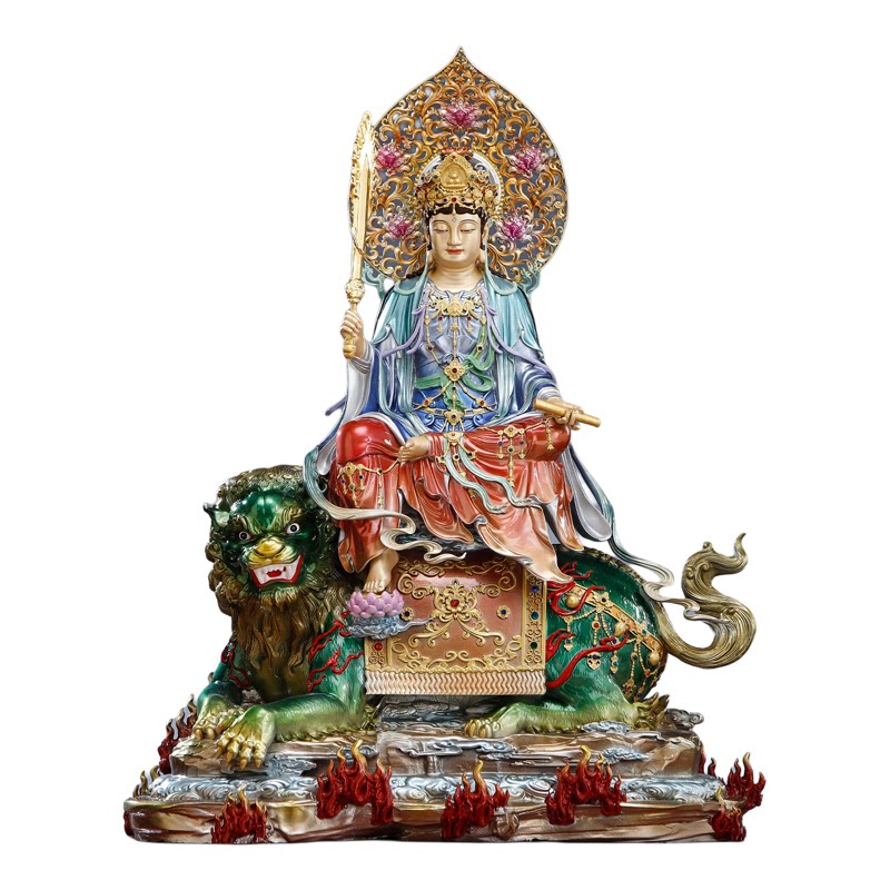 纯铜珐琅彩四大菩萨家用供奉摆件