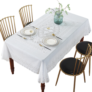 日本进口桌布防水防油免洗pvc白色餐桌布现代简约长方型高档台布
