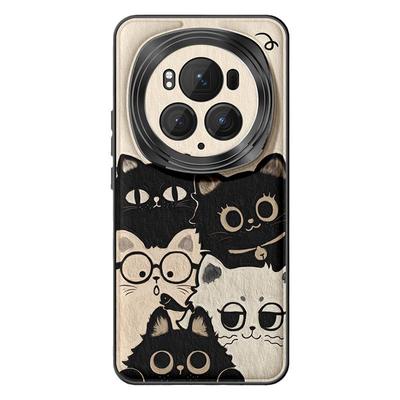 适用荣耀magic6黑白猫咪手机壳