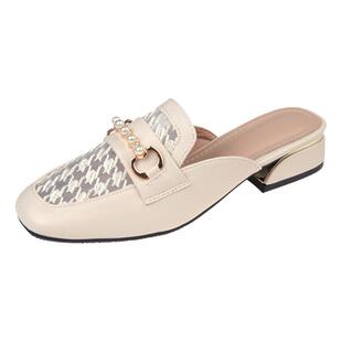 小香风包头半拖鞋女外穿2026新款夏季透气网纱仙女穆勒鞋粗跟凉拖