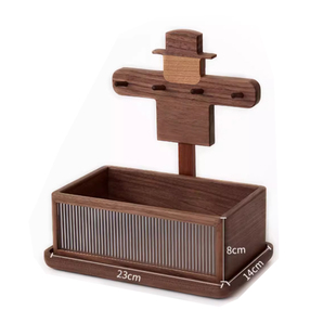 创意摆件进门玄关门口钥匙收纳盒办公室桌面置物架杂物整理实木