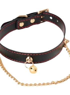 铃铛项圈定制皮质choker牵引颈带