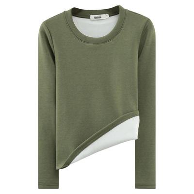 圆领修身加绒加厚纯色长袖