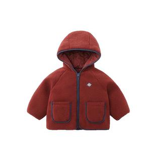 [骏马福裳羊羔绒700g]齐齐熊宝宝夹棉外套男女童冬款儿童红色棉服