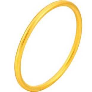 赛菲尔传世金素圈手镯足金999.9百福泥鳅背手镯古法金镯子送礼