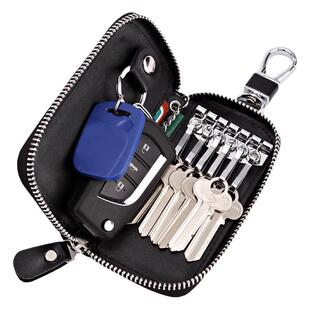 格兰爵大容量拉链钥匙包男士腰挂真软皮女卡包汽车多功能锁匙扣