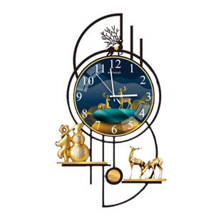 福禄挂钟客厅钟表2026新款现代简约创意时钟壁灯艺术高级感表挂墙