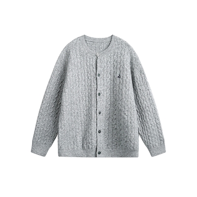 刺绣针织衫绵羊毛开衫圆领