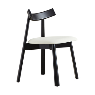 真皮实木餐椅家用餐厅2025新款凳子餐饮商用中古风极简船浆靠背椅