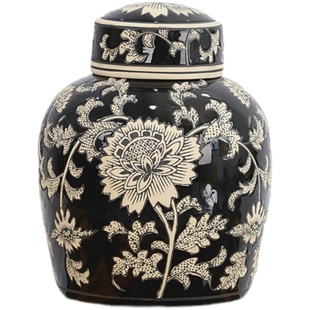 中欧式家居装饰粉彩陶瓷储物罐民宿客厅电视柜摆件玄关博古架摆设