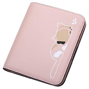 稻草人真皮钱包女短款薄新款两折叠学生小皮夹可爱多功能牛皮钱夹