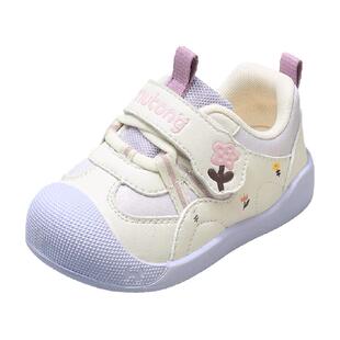 牧童童鞋婴儿学步鞋春秋甜美小花宝宝鞋儿童软底防撞女童机能鞋子