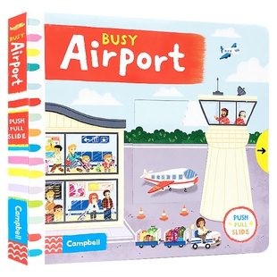 Busy系列 忙碌的机场 英文原版绘本 Busy Airport 儿童英语启蒙早教机关操作纸板游戏书 锻炼手指灵活 亲子共读图画书 英文版书籍