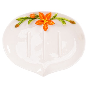 创意陶瓷萱母草肥皂碟家用高档沥水皂盒轻奢高级卫生间皂盒置物架