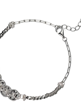 S925银碎冰冰五帝币手链