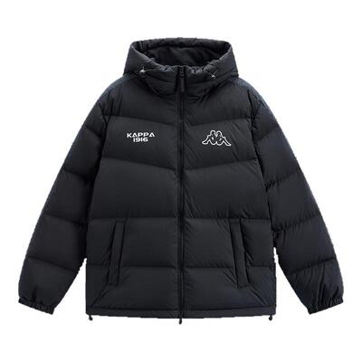 Kappa卡帕男装女装2025冬季新款保暖连帽条纹羽绒服K0FZ2YY08D