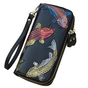 招财大容量钱包女长款真皮拉链款女式手拿包女小包简约多功能手包