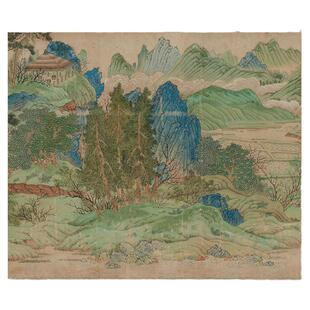 明仇英桃花源图 真正1:1淡彩工笔山水人物中国画临摹无装裱绢长卷