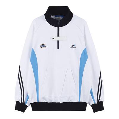 PMET休闲字母刺绣半高领撞色卫衣