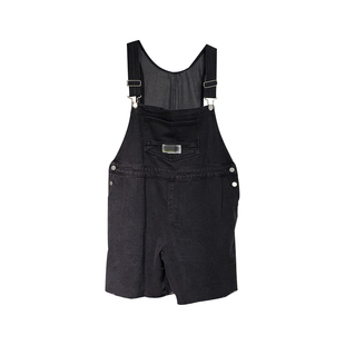 5折现货韩国2026夏季Oversize大码宽松蓝色黑色短裤牛仔背带裤