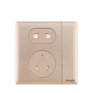 施耐德开关插座珍铂系列全金属温莎金多孔面板家用带一开五孔86型