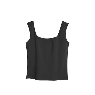 黑色方领吊带背心女西装内搭宽肩带短款美背打底上衣外穿露脐贴身