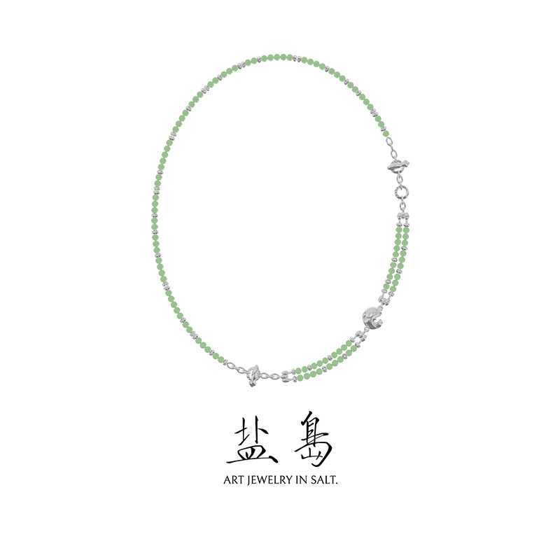 盐岛锦鲤系列东陵玉多层小众叠戴手链高级感串珠轻奢精致设计师