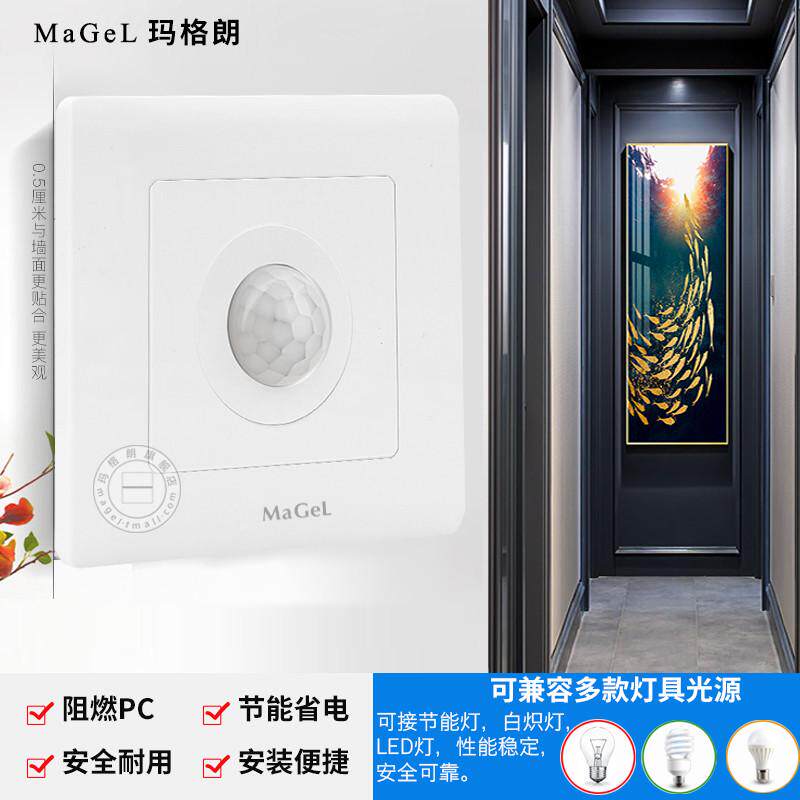 大功率200W二线人体感应开关LED灯 家用楼道红外线感应器延时开关