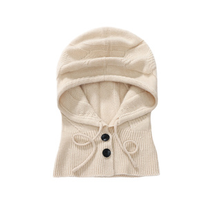 巴拉克拉法帽子女秋冬保暖针织羊绒帽子围巾一体连帽围脖护颈冬季