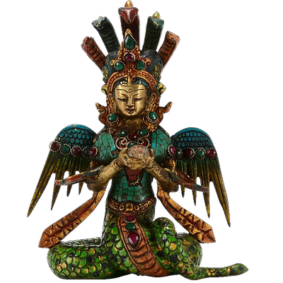 尼泊尔手工彩绘铜雕龙女铜像摆件